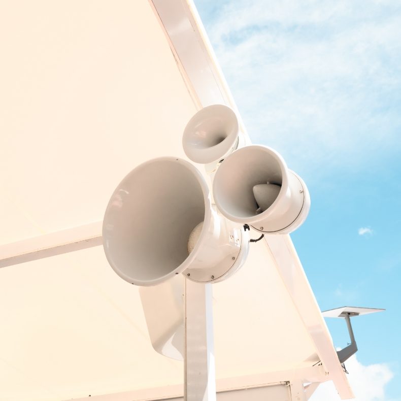 Detail of Void Acoustics outdoor loudspeakers