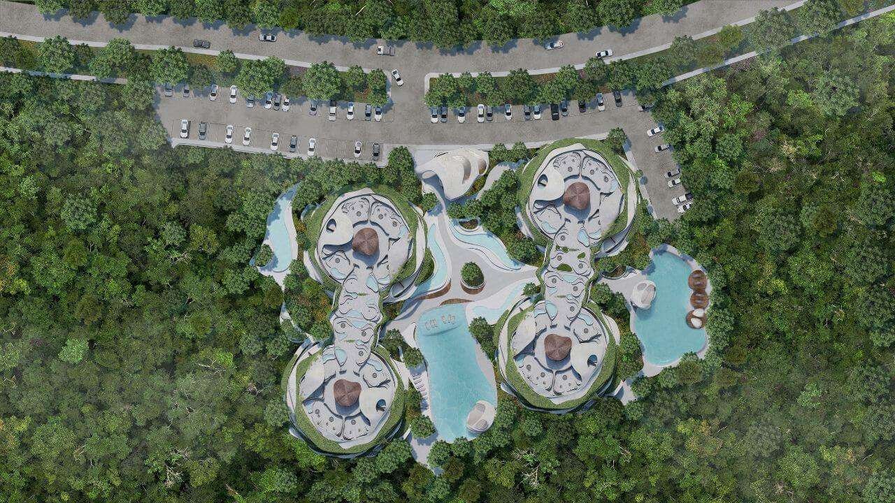 Render aéreo del desarrollo en la selva