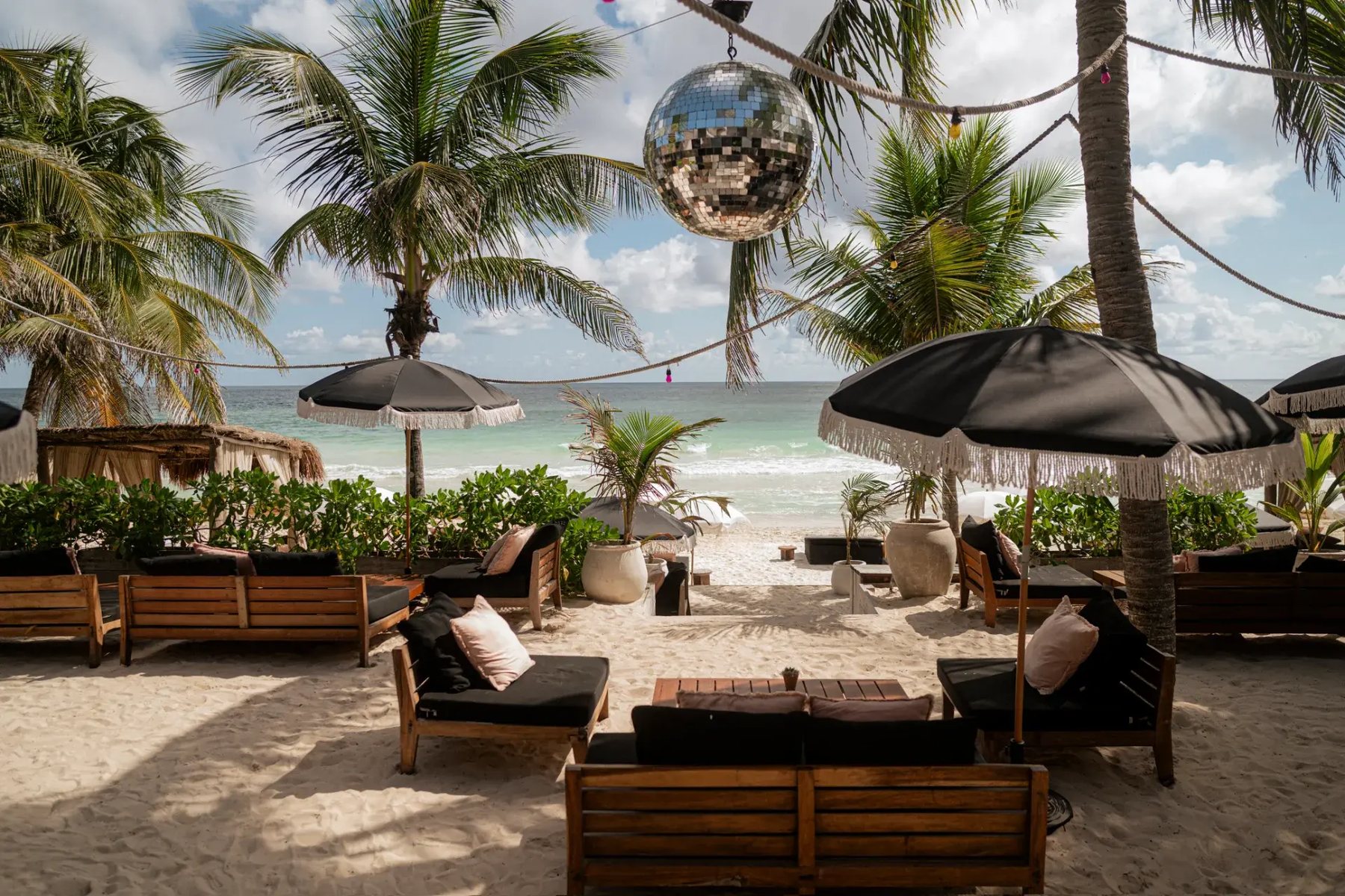 Gitano Beach lounge on the sand by the Tulum sea