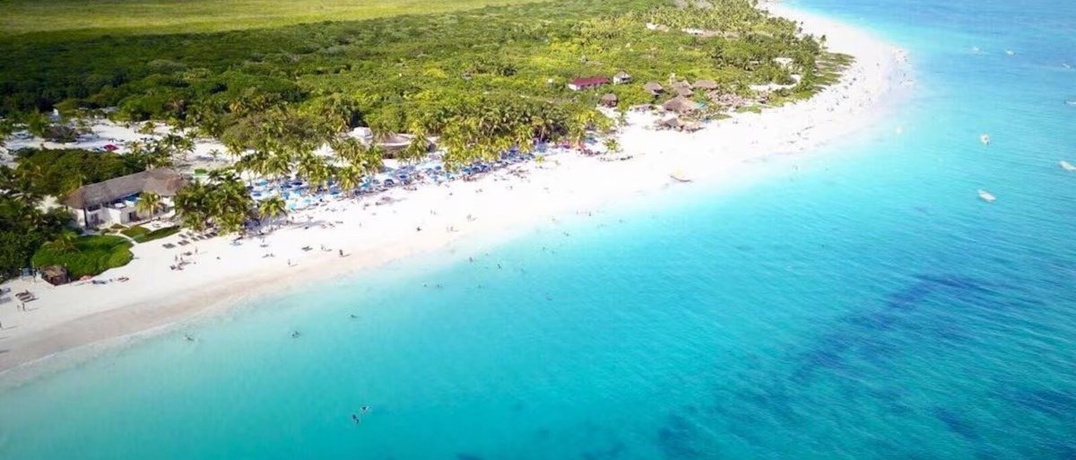 Aerial view of the Tulum beach